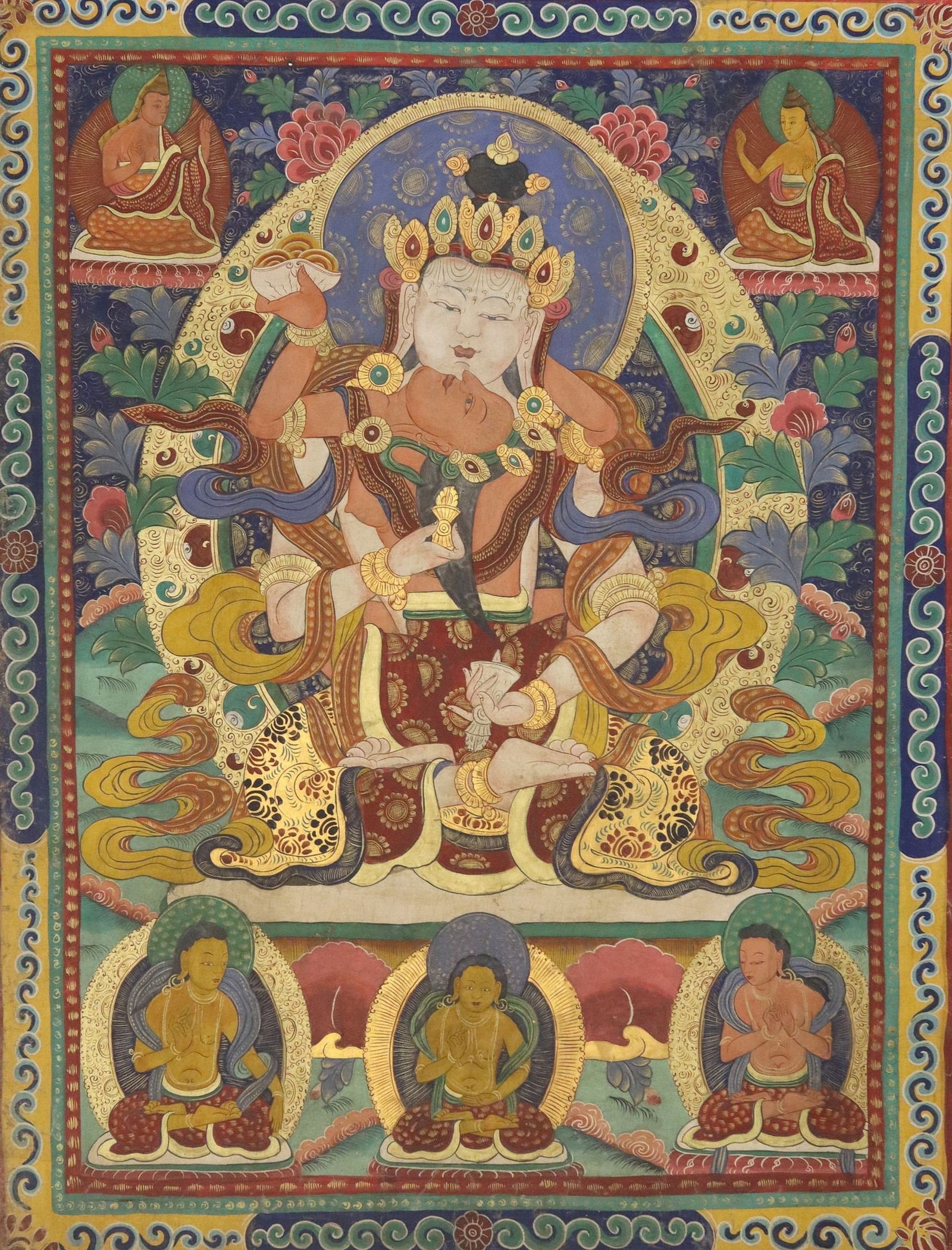 TIBETAN BUDDHIST HAND-PAINTED THANGKA (1 of 3)