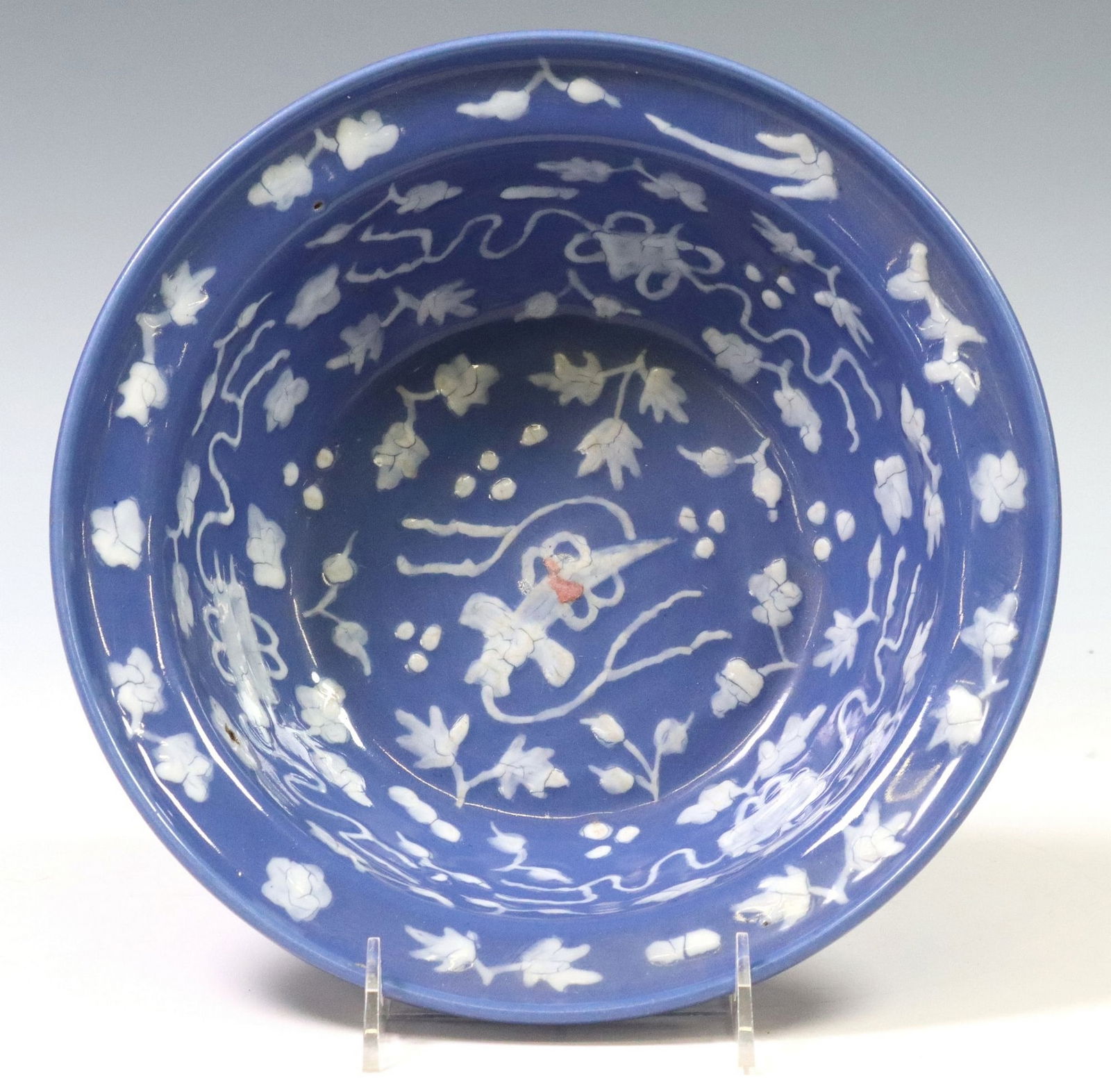 CHINESE BLUE GROUND & WHITE SLIP DECORATED PORCELAIN BASIN (1 of 5)