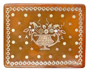 ANTIQUE FRENCH AMBER PIQUE WORK SNUFF OR PATCH BOX