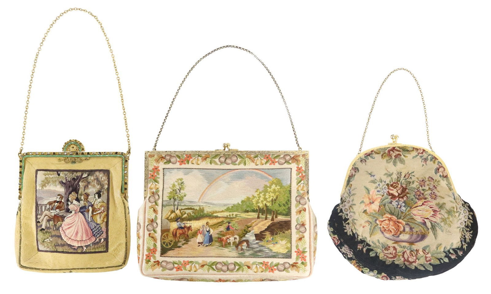 (3) VINTAGE LADIES SCENIC EMBROIDERY & PETIT POINT EVENING BAGS (1 of 4)