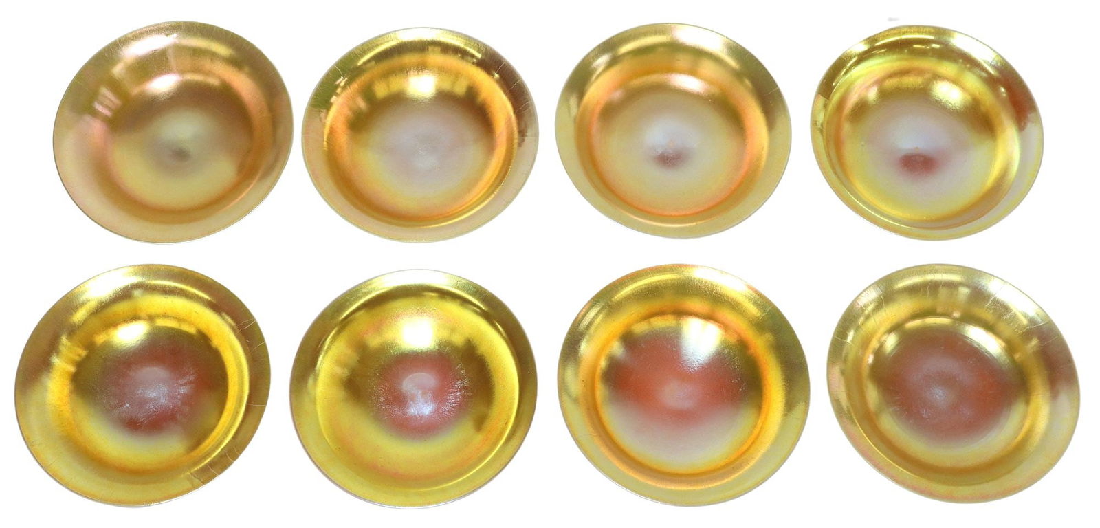 (8) STEUBEN (ATTRIB) ART GLASS CALCITE & GOLD AURENE SHALLOW BOWLS (1 of 3)