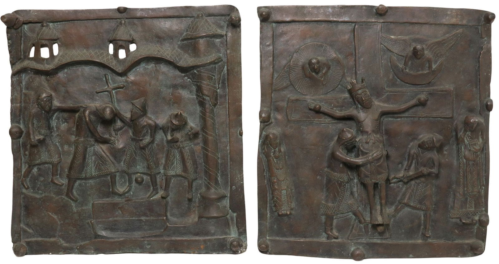 (2) PATINATED BRONZE RELIEF PLAQUES AFTER THE DOORS OF THE BASILICA DI SAN ZENO (1 of 4)