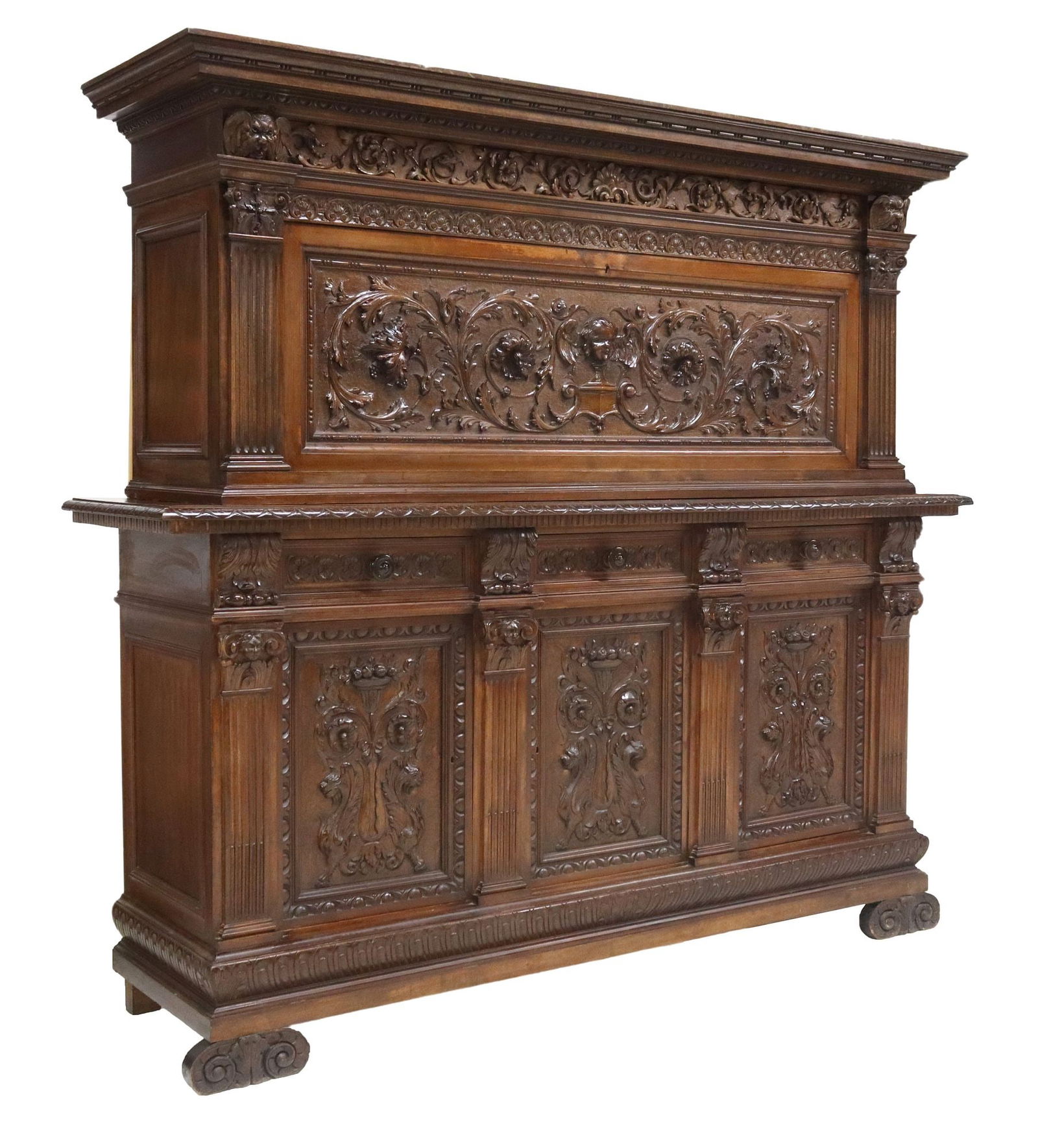 ITALIAN RENAISSANCE REVIVAL CARVED WALNUT SIDEBOARD (1 of 6)