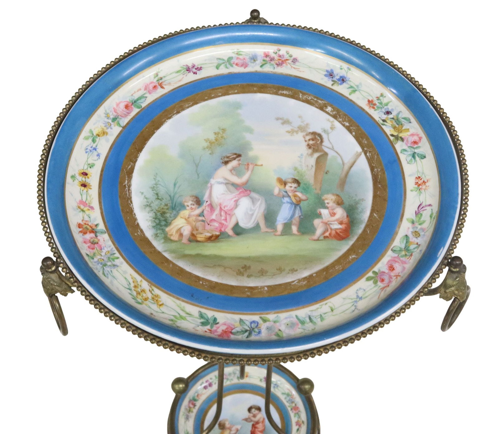 SEVRES STYLE PORCELAIN & GILT METAL TWO-TIER GUERDION (1 of 6)