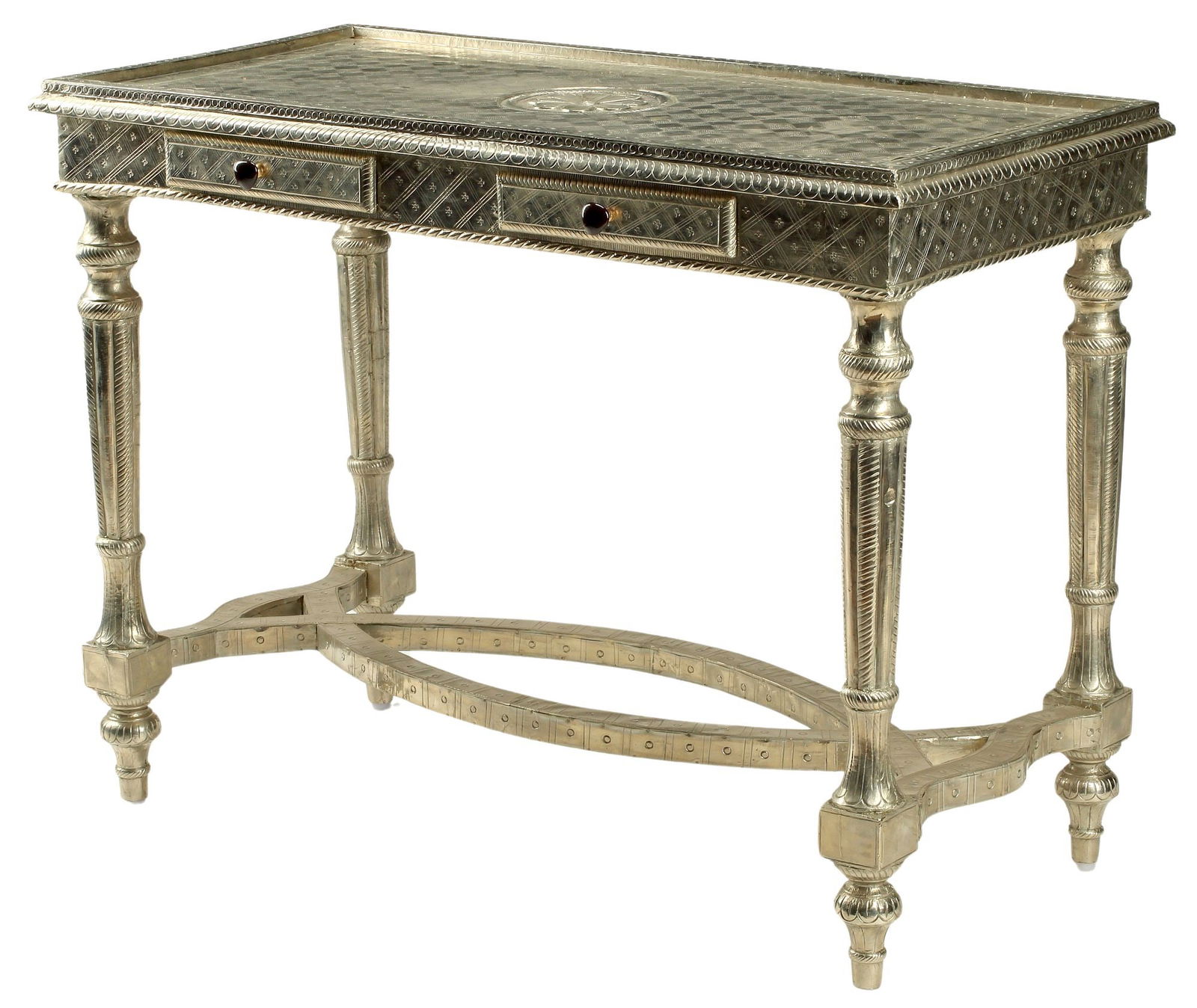 SILVERED METAL-CLAD CONSOLE TABLE (1 of 5)