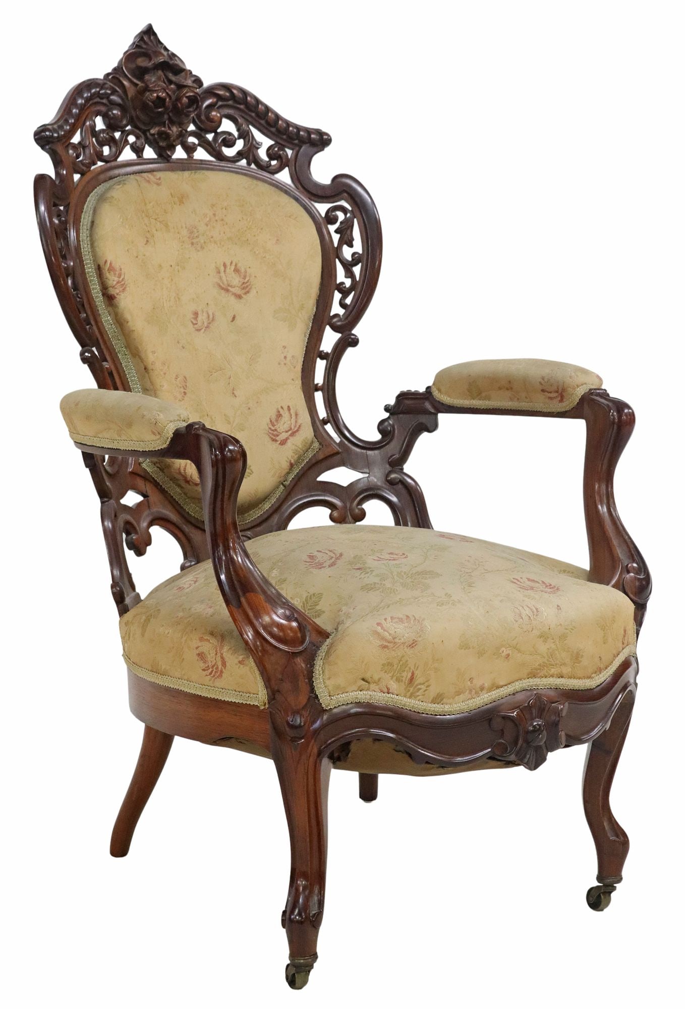 J. & J.W. MEEKS (ATTRIB.) LAMINATED ROSEWOOD ARMCHAIR (1 of 3)