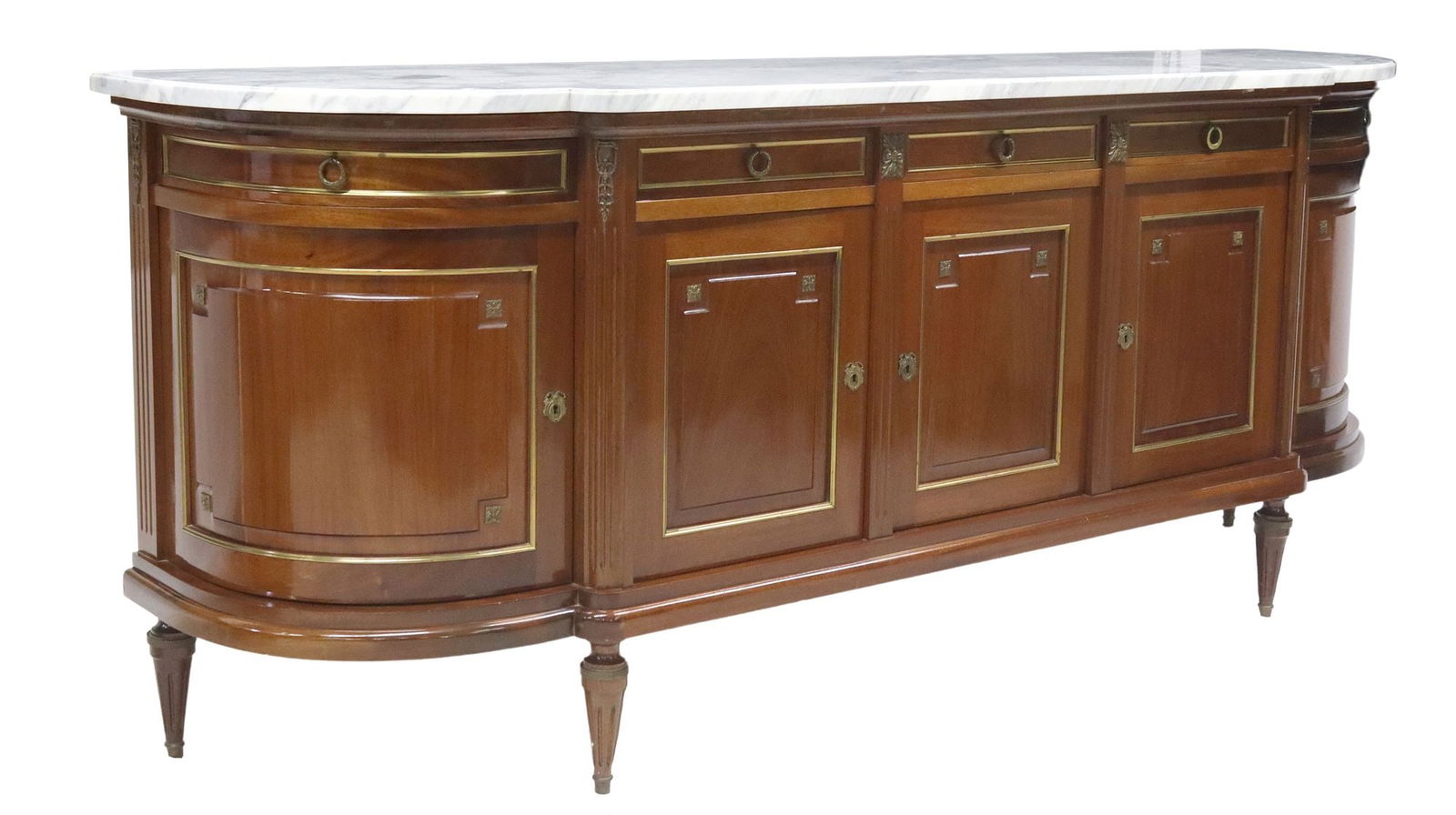 FRENCH LOUIS XVI STYLE MARBLE-TOP MAHOGANY SIDEBOARD (1 of 6)