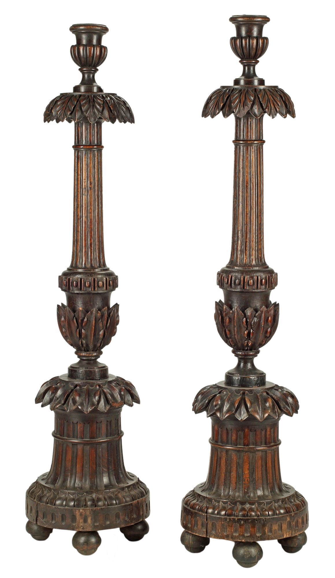 (2) ITALIAN CARVED WALNUT FLOOR TORCHERES (1 of 5)