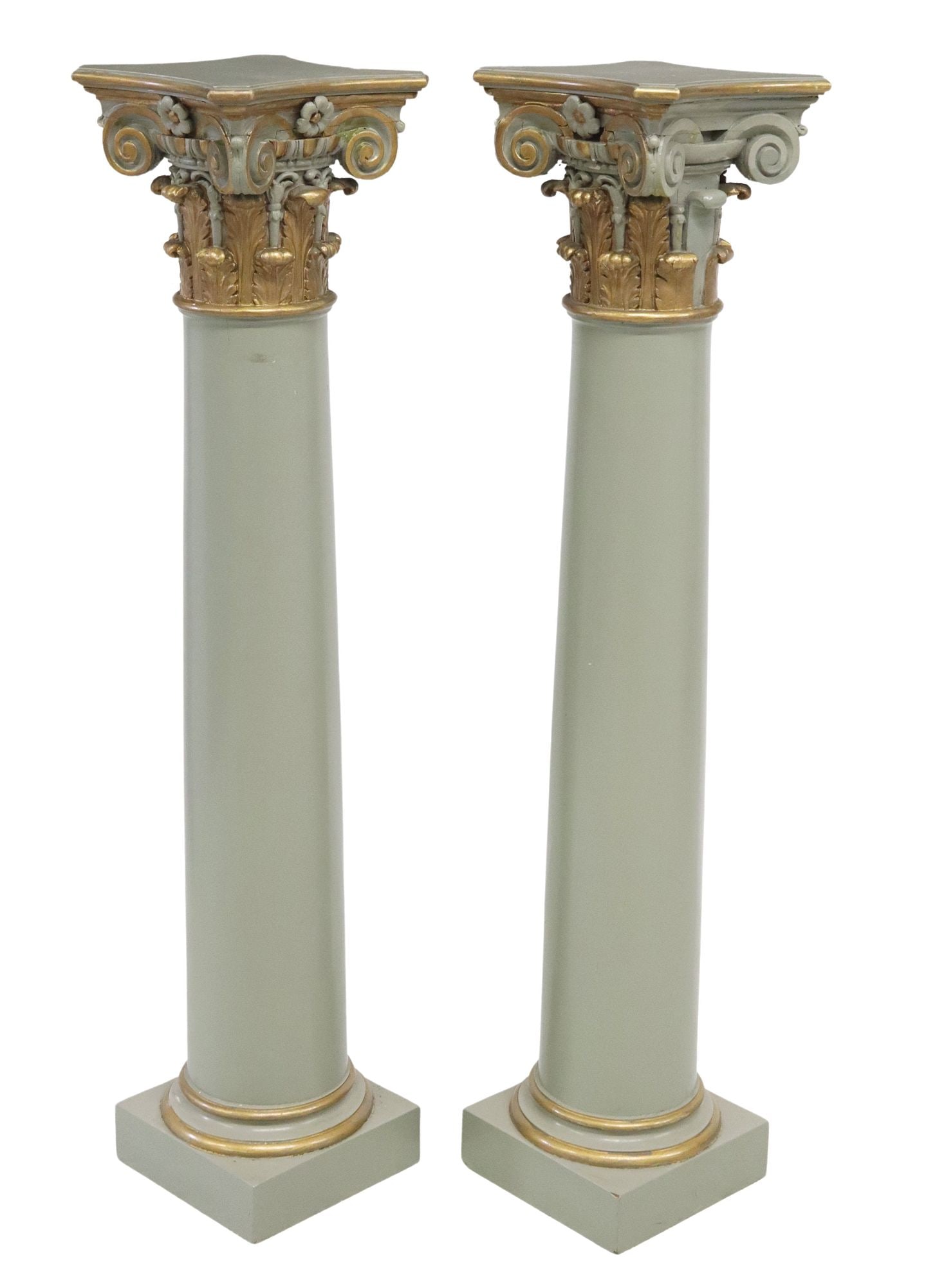 (2) ITALIAN PARCEL GILT & PAINTED PEDESTAL/ COLUMNS (1 of 4)
