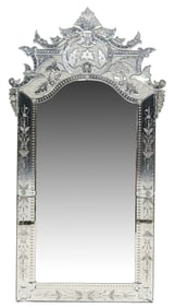 LARGE VENETIAN ETCHED GLASS MIRROR, 86" X 46"