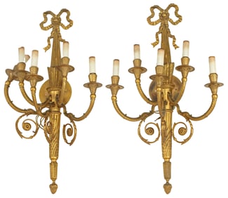 (2) LOUIS XVI STYLE ORMOLU FIVE-LIGHT SCONCES