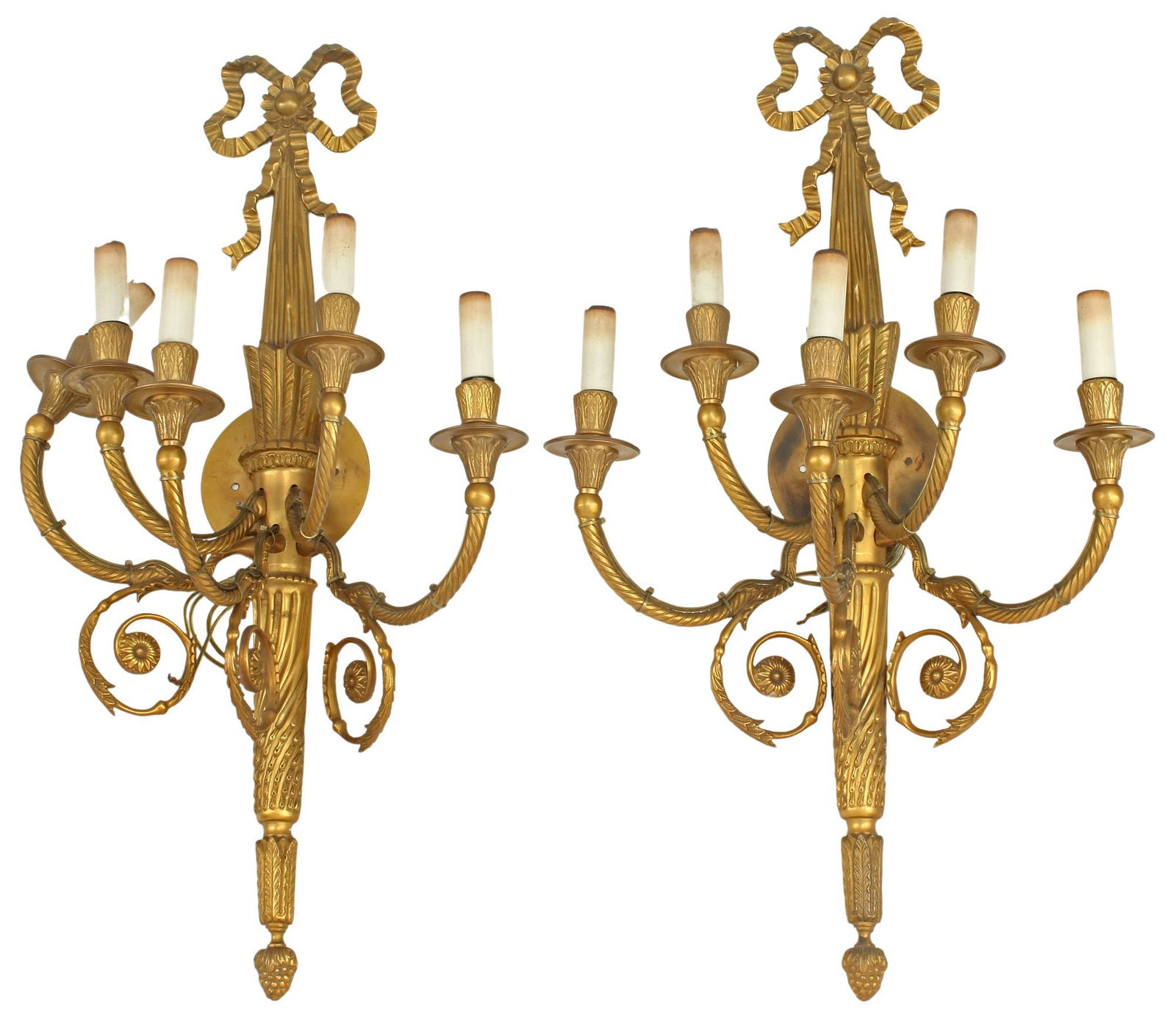 (2) LOUIS XVI STYLE ORMOLU FIVE-LIGHT SCONCES (1 of 4)