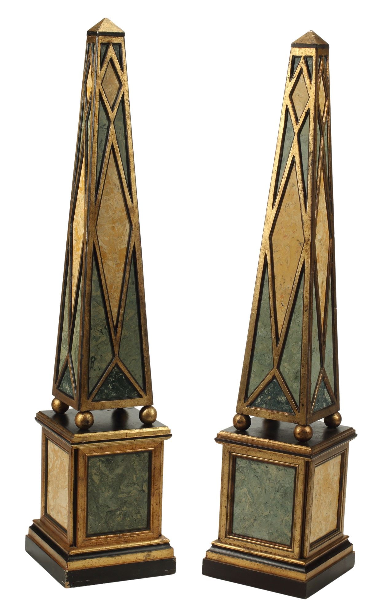(2) LARGE PARCEL-GILT & MARBLEIZED OBELISKS (1 of 4)