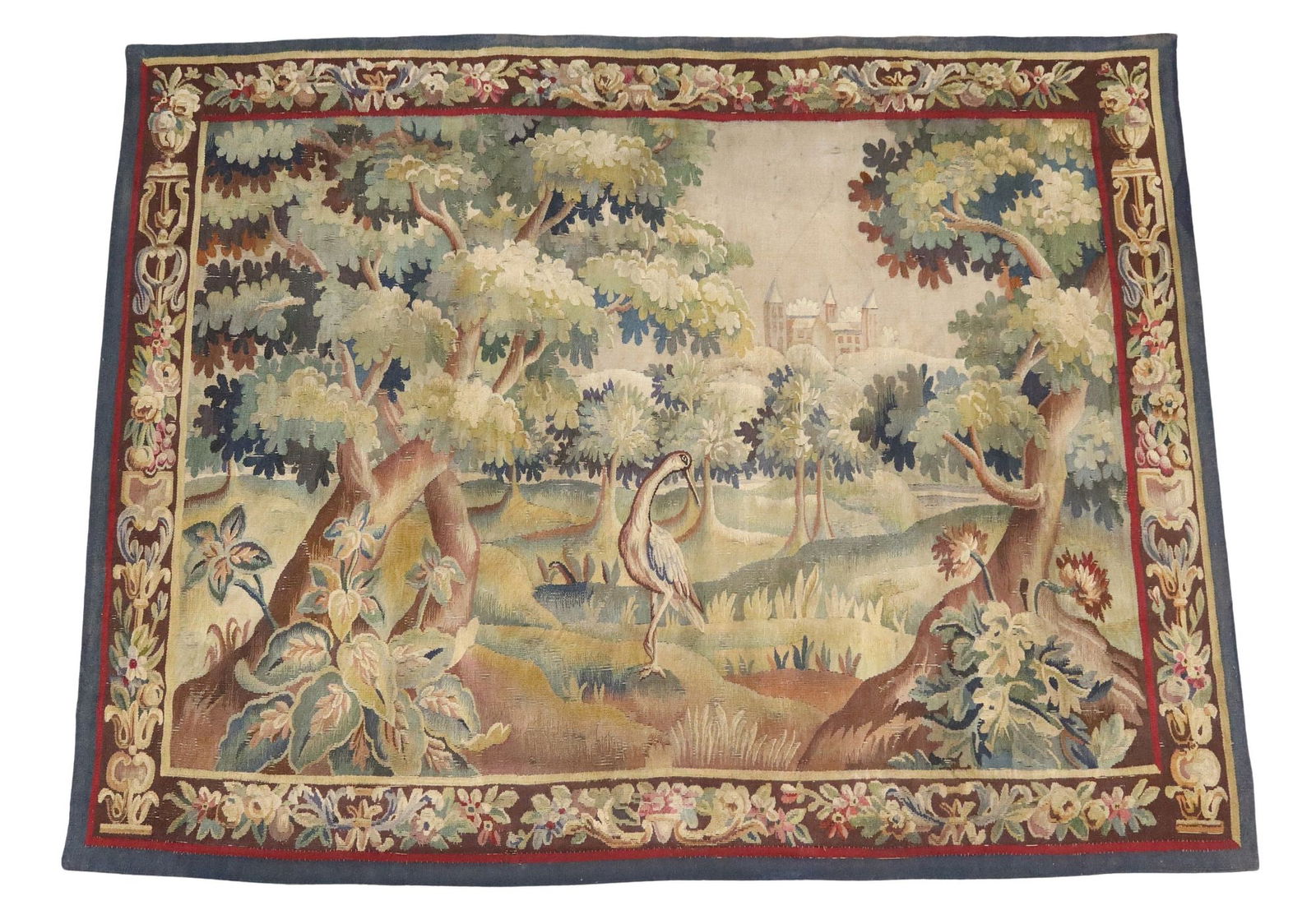 ANTIQUE FRENCH AUBUSSON STYLE VERDURE WOVEN TAPESTRY, 60" X 76" (1 of 3)