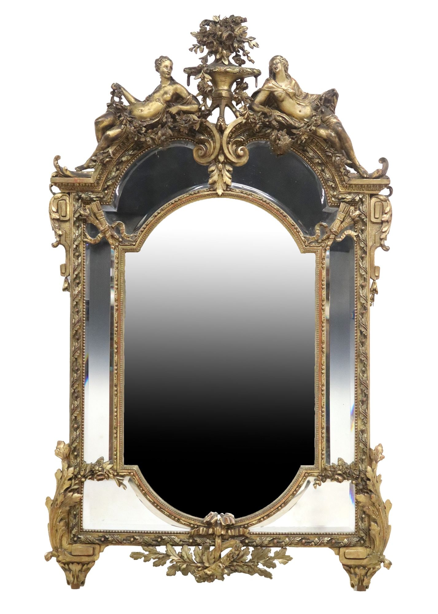 EXCEPTIONAL FRENCH LOUIS XVI STYLE GILTWOOD MIRROR WITH CLASSICAL FIGURES (1 of 3)
