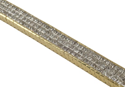 ESTATE 18KT GOLD & 12.50CTTW PRINCESS CUT BRACELET
