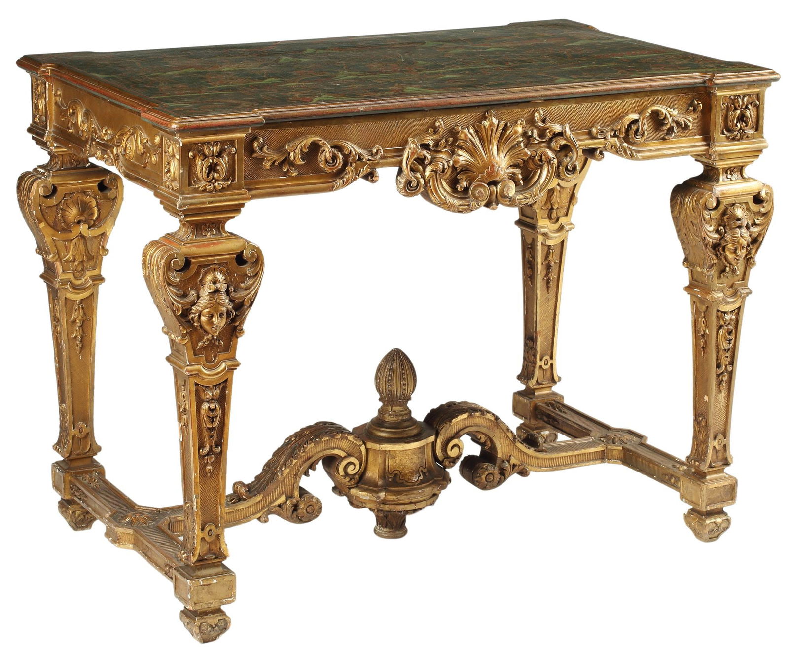 NEOCLASSICAL STYLE GILTWOOD SALON TABLE WITH CHINOISERIE LACQUER TOP (1 of 5)