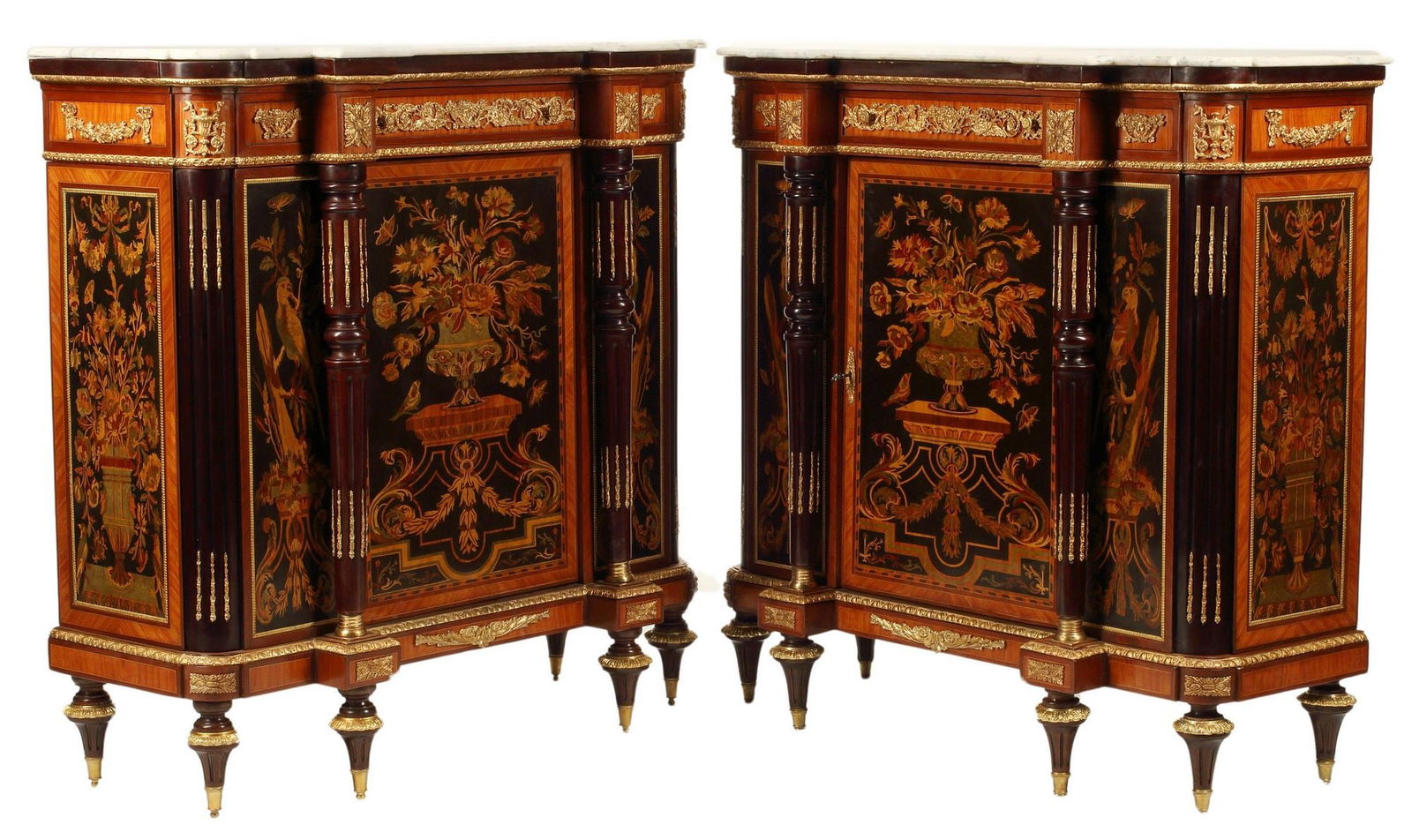 (2) LOUIS XVI STYLE MARBLE-TOP & ORMOLU CABINETS (1 of 5)