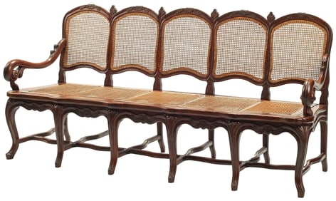 PORTUGUESE BAROQUE STYLE FIVE-SEAT CHAIRBACK SETTEE