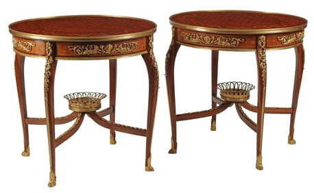 (2) LOUIS XV STYLE ORMOLU-MOUNTED SIDE TABLES