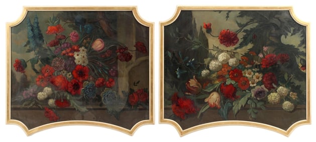 (2) FRAMED ITALIAN SCHOOL STILL LIFE PAINTINGS WALL PANELS
