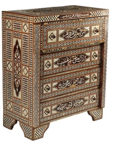 MOORISH STYLE SHELL-INLAID CHEST OF DRAWERS
