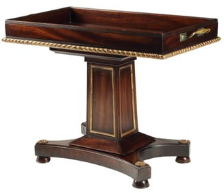 ENGLISH WILLIAM IV PARCEL GILT MAHOGANY TRAY ON STAND