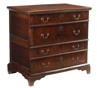 ENGLISH GEORGE II WALNUT & OAK CHEST OF DRAWERS