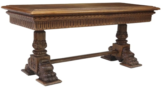 ITALIAN RENAISSANCE REVIVAL CARVED LIBRARY TABLE