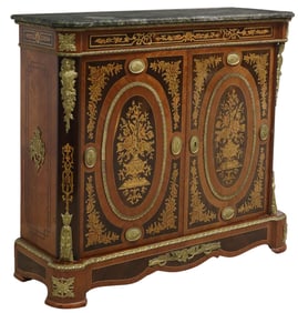 NAPOLEON III STYLE GILT-METAL MOUNTED CABINET WITH MARBLE TOP