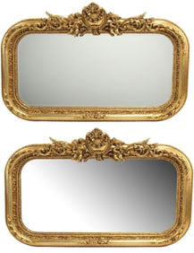 (2) REGENCE STYLE GILT OVERMANTEL MIRRORS, 38.5" X 55"