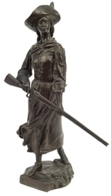 AFTER LOUIS-PHILIPPE HEBERT (D.1917) BRONZE MADELEINE DE VERCHERES