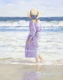 SALLY SWATLAND (B.1946) IMPRESSIONIST STYLE PAINTING 'LOOKING TOWARD CATALINA'