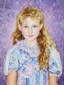 MAZIE PANNELL (1928-2023) PAINTING PORTRAIT OF A YOUNG GIRL