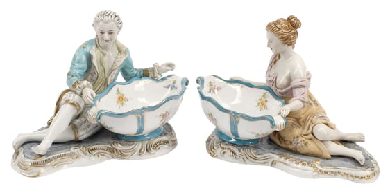 (2) ITALIAN PORCELAIN FIGURAL SWEETMEAT DISHES