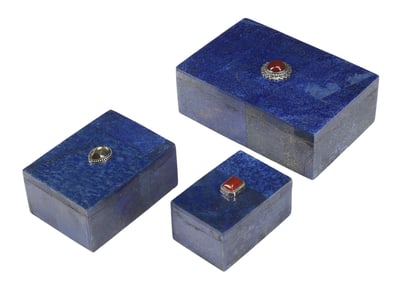 (3) LAPIS LAZULI TABLE BOXES