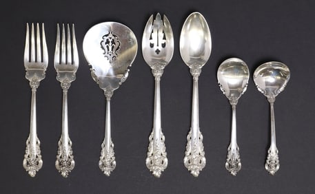 (7) WALLACE 'GRANDE BAROQUE' STERLING SILVER SERVING FLATWARE
