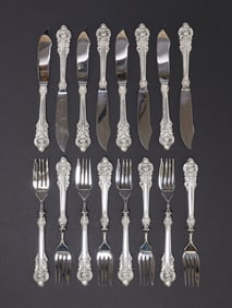 (16) WALLACE 'GRANDE BAROQUE' STERLING SILVER FISH SERVICE