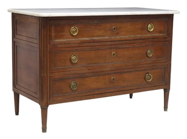LOUIS XVI STYLE MARBLE-TOP MAHOGANY COMMODE