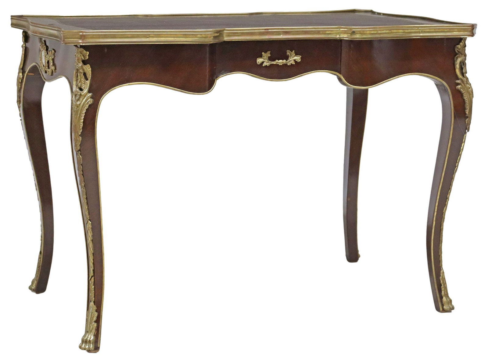 LOUIS XV STYLE LEATHER TOP BUREAU PLAT/ WRITING DESK (1 of 5)