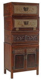 CHINESE LACQUERED FOUR-PART STACKING CABINET