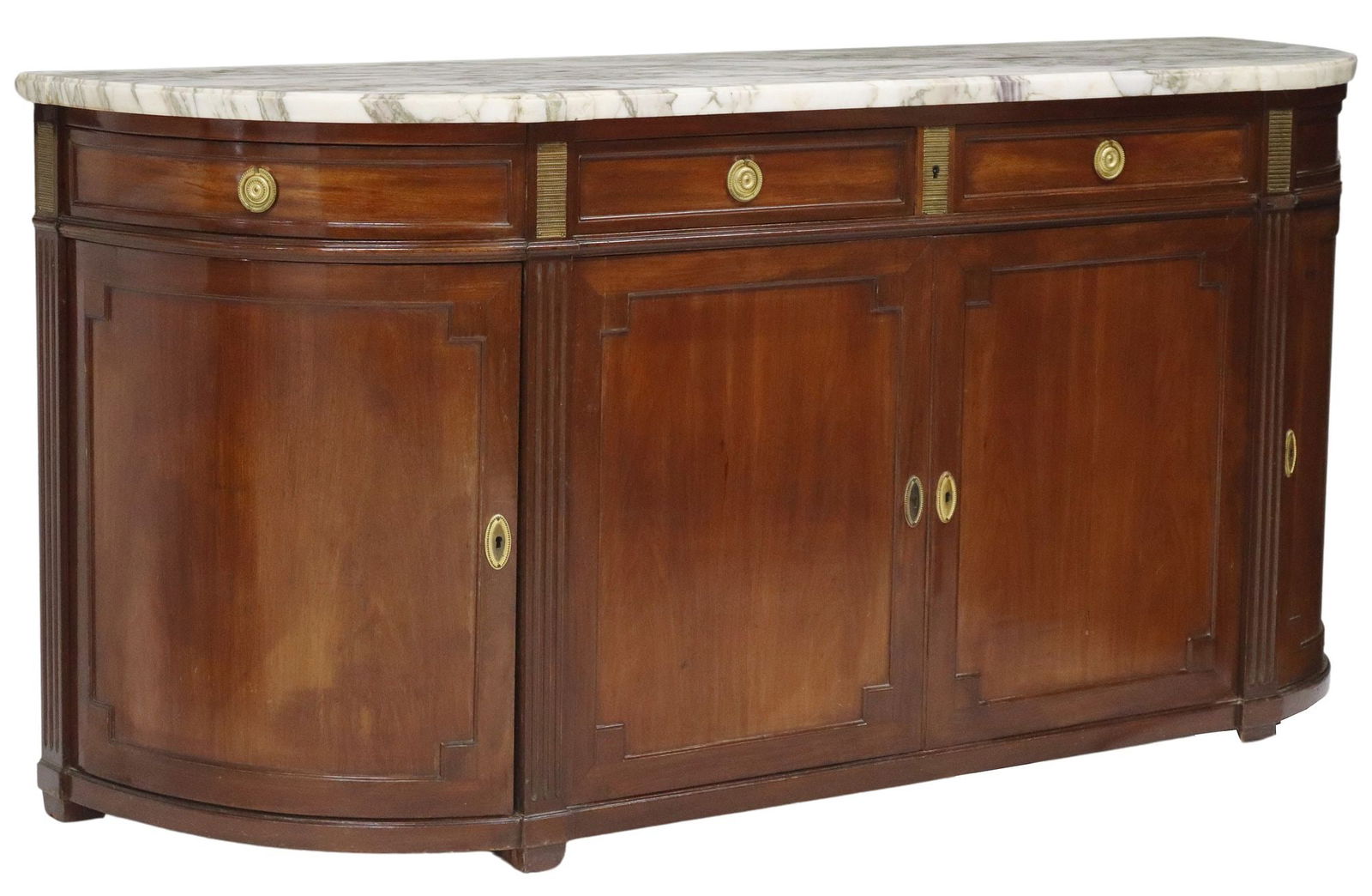 FRENCH LOUIS XVI STYLE MARBLE-TOP DEMILUNE SIDEBOARD (1 of 6)