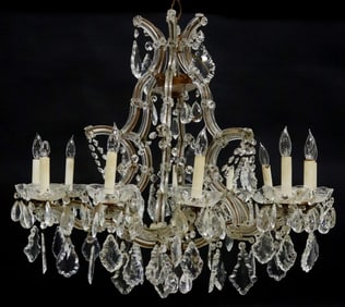 MARIA THERESA STYLE GLASS-CLAD TWELVE-LIGHT CHANDELIER