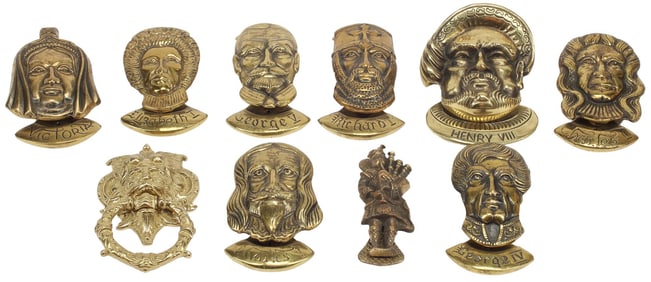 (10) KINGS & QUEENS OF ENGLAND BRASS DOOR KNOCKERS