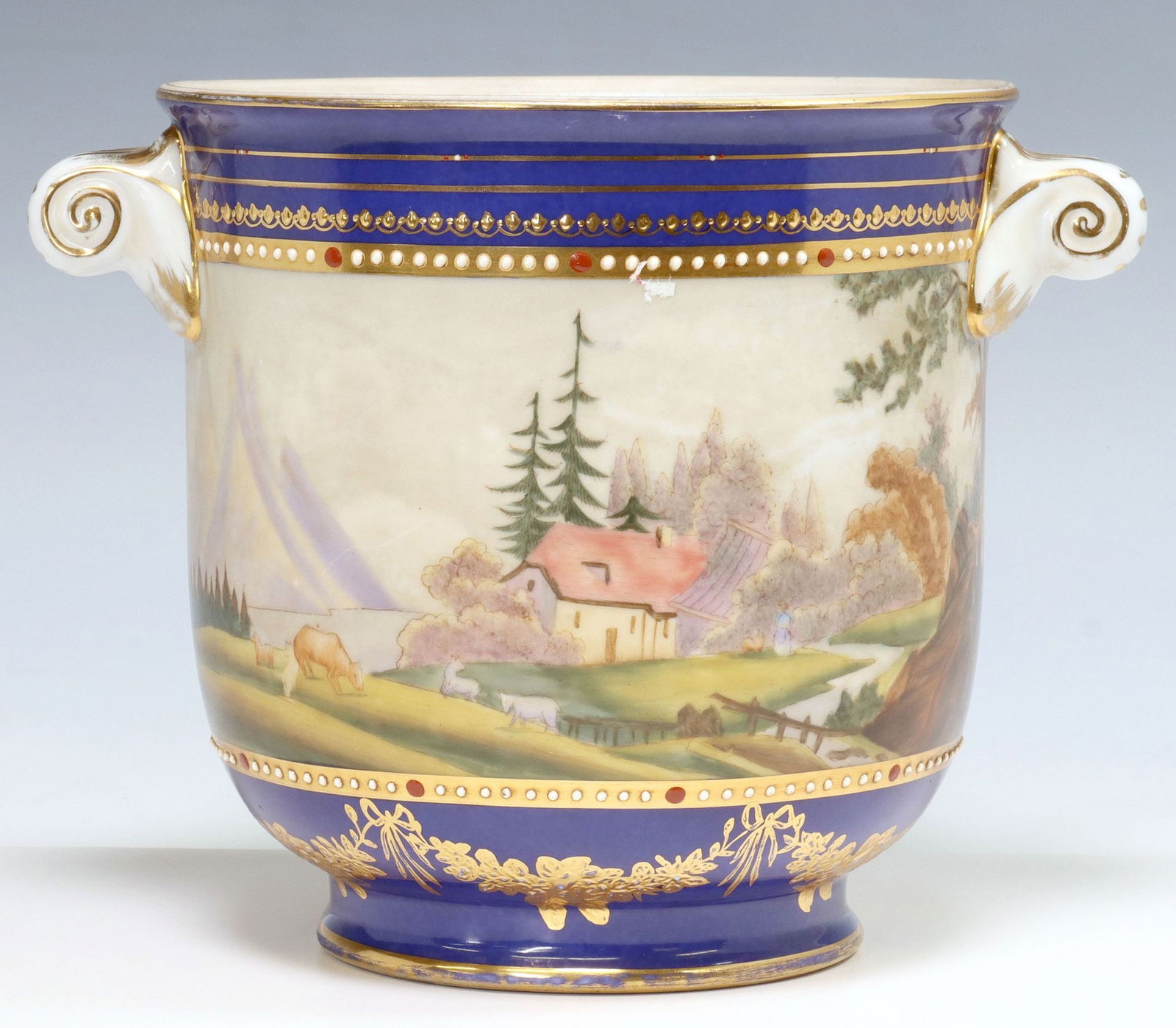 SEVRES STYLE PARCEL GILT PORCELAIN CACHEPOT (1 of 4)