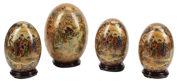 (4) SATSUMA STYLE CERAMIC EGGS