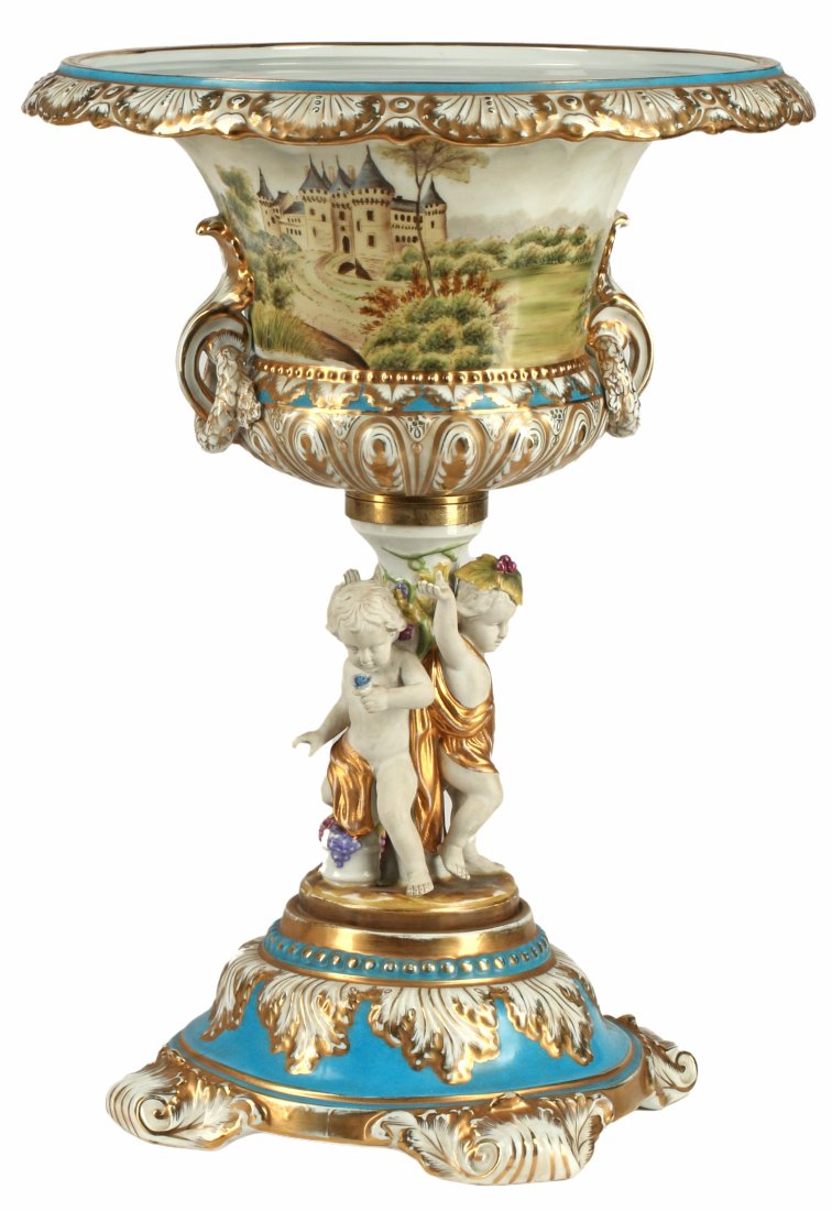 SEVRES STYLE PARCEL GILT PORCELAIN PEDESTAL COMPOTE (1 of 6)