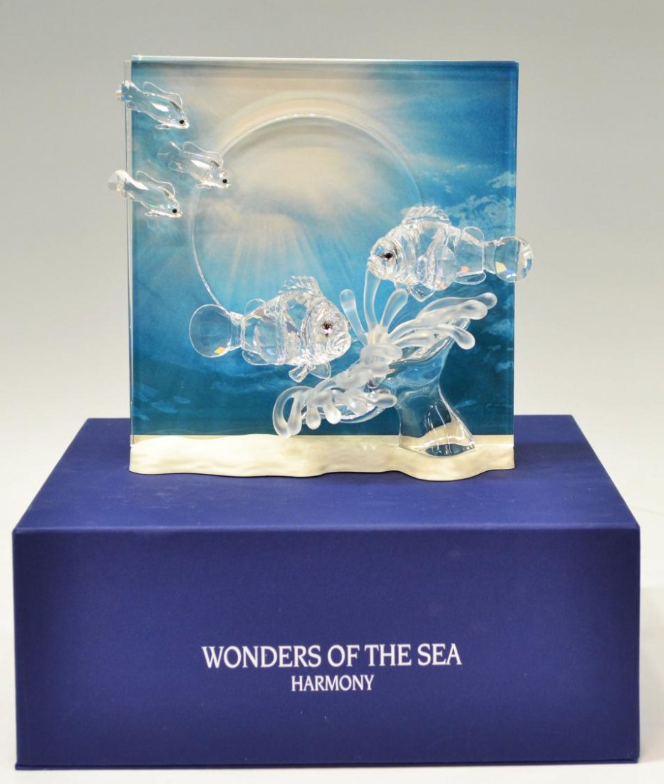 SWAROVSKI CRYSTAL WONDERS OF THE SEA, HARMONY: Swarovski crystal 'Wonders of the Sea' trilogy, SCS 2005 sculpture 'Harmony', A 9100 NR 000 003, sculpture: 7.5"h, 8.25"w, box: 4.5"h, 11"w, 11"d, 5lbs Start Price: $80.00
