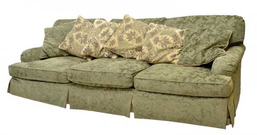 107 Hickory White Oversized Green Brocade Sofa
