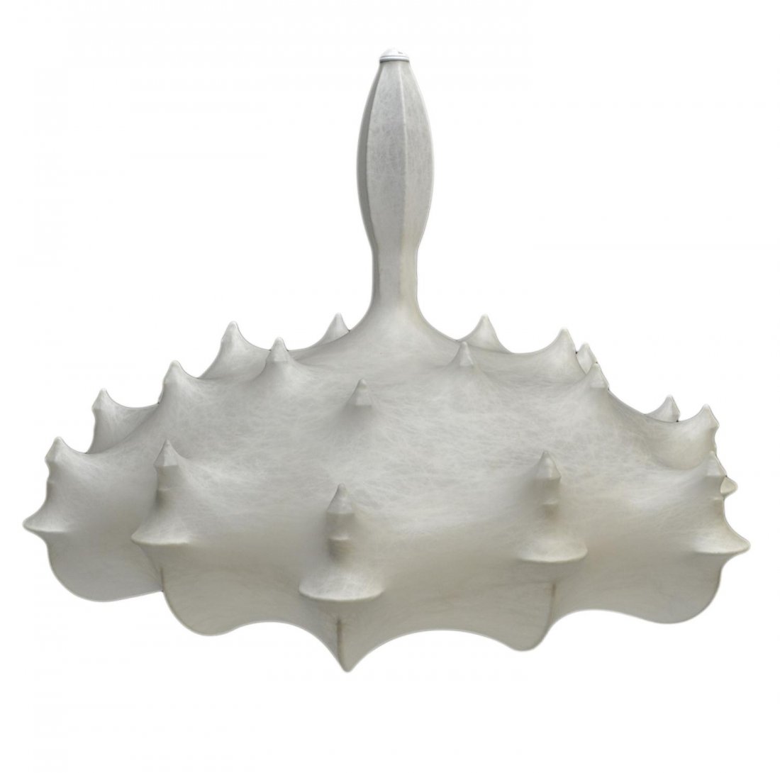 MODERN 'ZEPPELIN' CHANDELIER,MARCEL WANDERS DESIGN: Unique modern chandelier, "Zeppelin" 2005 designed by Marcel Wanders, the internal steel structure is sprayed with a "cocoon" resin to create a diffused light, beneath the cocoon the frame features tr